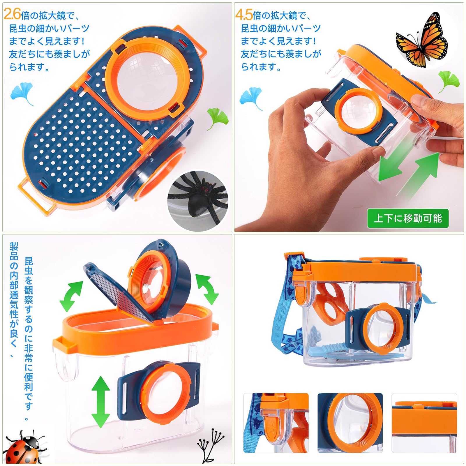 Amazon.co.jp: Bornoon 虫かご 昆虫ケース 子供用 [拡大鏡2.6倍+4.5倍